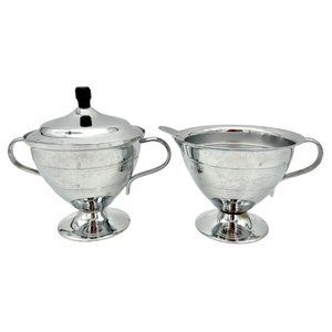 Classic Sugar Bowl and Creamer Silver Tone